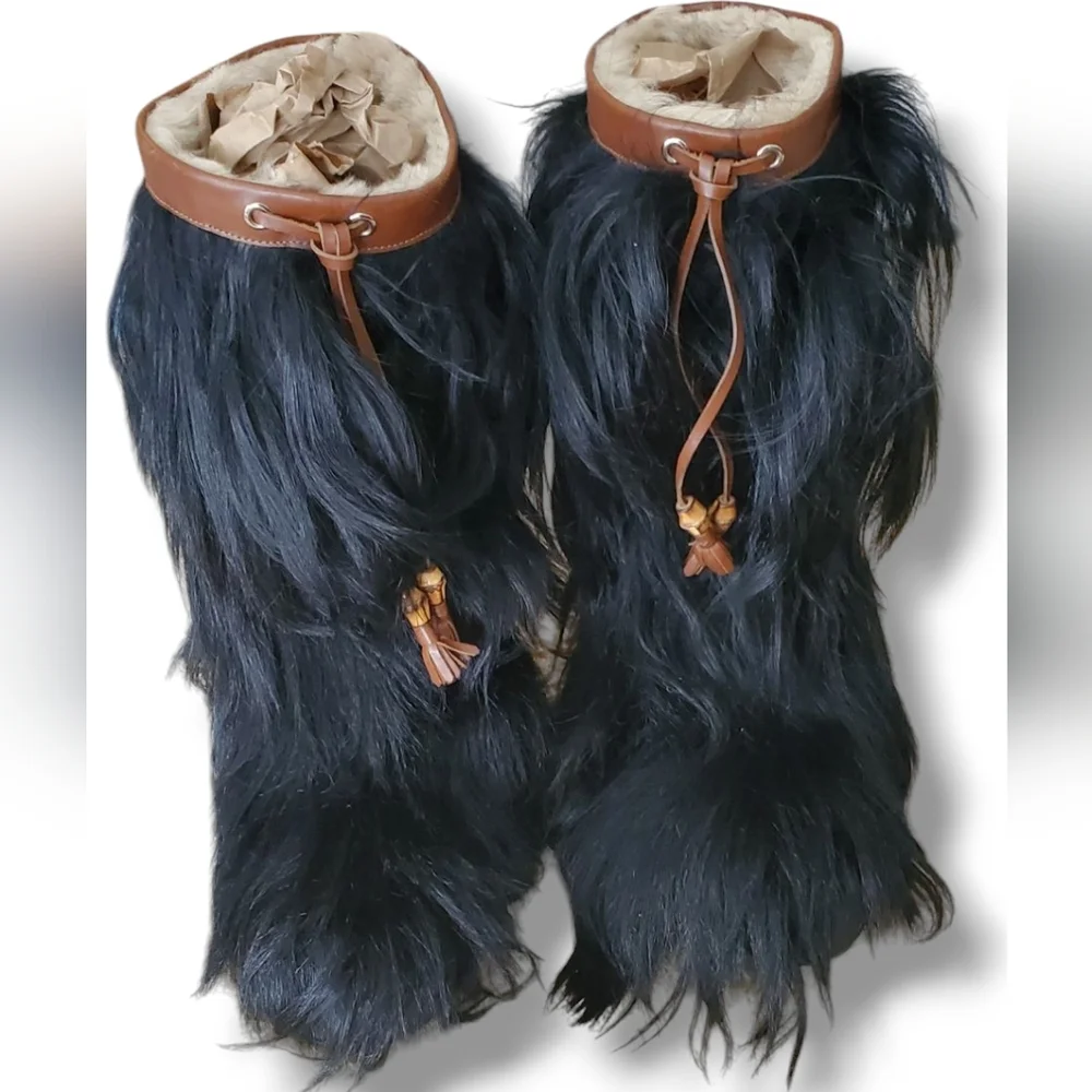 GUCCI Yeti Siberian Goat Hair Black Fur Vintage winter boots with COA - Picture 8 of 16